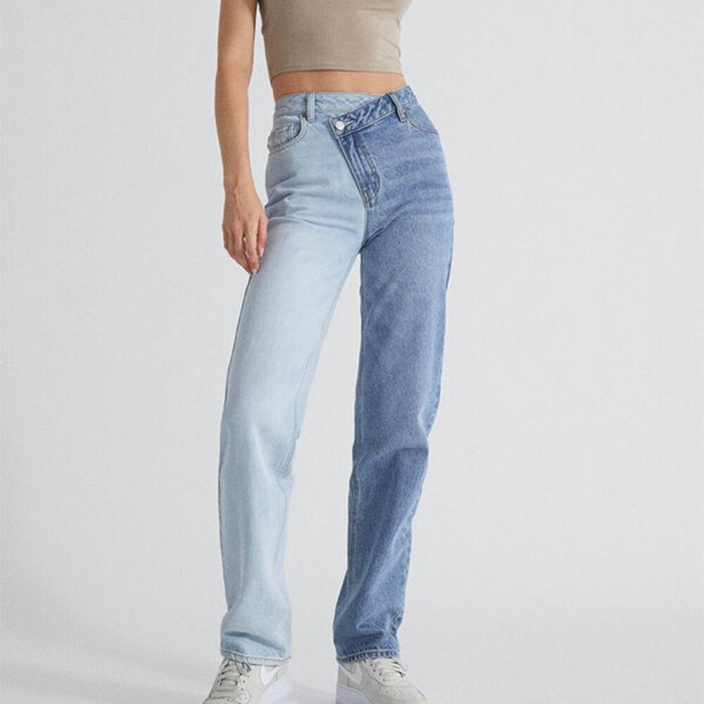 Pacsun Two-Tone Asymmetrical Waist 90s Boyfriend Jeans